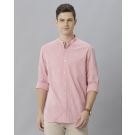 Men's Blended Linen Pink Solid Contemporary Fit Full Sleeve Sleeve Casual Shirt