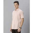 Men's Blended Linen Peach Solid Contemporary Fit Half Sleeve Sleeve Casual Shirt