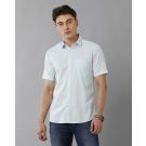 Men's Blended Linen Blue Solid Contemporary Fit Half Sleeve Sleeve Casual Shirt