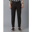 Mens Linen Brown Solid Contemporary Fit Casual Trousers