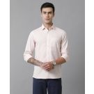 Men's Blended Linen Pink Solid Contemporary Fit Full Sleeve Sleeve Casual Shirt