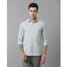 Men's Blended Linen Blue Solid Contemporary Fit Full Sleeve Sleeve Casual Shirt