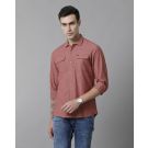 Men's Blended Linen Red Solid Contemporary Fit Full Sleeve Sleeve Casual Shirt