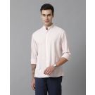 Men's Blended Linen Pink Solid Contemporary Fit Full Sleeve Sleeve Casual Shirt