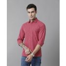Men's Blended Linen Red Checked Contemporary Fit Full Sleeve Sleeve Casual Shirt