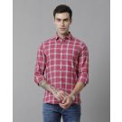 Men's Blended Linen Red Checked Contemporary Fit Full Sleeve Sleeve Casual Shirt