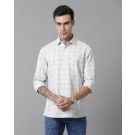 Men's Blended Linen Blue Checked Contemporary Fit Full Sleeve Casual Shirt