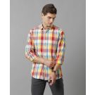 Men's Blended Linen Red Checked Contemporary Fit Full Sleeve Sleeve Casual Shirt