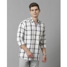 Men's Blended Linen Black Checked Contemporary Fit Full Sleeve Sleeve Casual Shirt