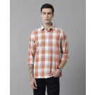 Men's Blended Linen Red Checked Contemporary Fit Full Sleeve Sleeve Casual Shirt