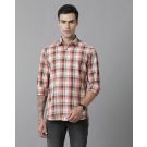 Men's Blended Linen Red Checked Contemporary Fit Full Sleeve Sleeve Casual Shirt