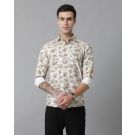 Men's Blended Linen Multicolor Printed Contemporary Fit Full Sleeve Sleeve Casual Shirt