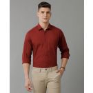 Men's Blended Linen Maroon Solid Contemporary Fit Full Sleeve Sleeve Casual Shirt
