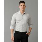 Men's Blended Linen Grey Solid Contemporary Fit Full Sleeve Sleeve Casual Shirt