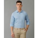 Men's Blended Linen Blue Solid Contemporary Fit Full Sleeve Sleeve Casual Shirt