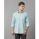Men's Blended Linen Blue Solid Contemporary Fit Full Sleeve Sleeve Casual Shirt