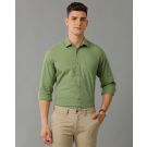 Men's Blended Linen Green Solid Contemporary Fit Full Sleeve Sleeve Casual Shirt
