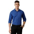 Men's Blended Linen Blue Solid Contemporary Fit Full Sleeve Sleeve Casual Shirt