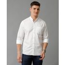 Men's Blended Linen White Solid Contemporary Fit Full Sleeve Sleeve Casual Shirt