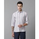 Men's Blended Linen Multicolor Striped Contemporary Fit Full Sleeve Sleeve Casual Shirt