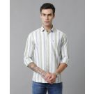 Men's Blended Linen Multicolor Striped Contemporary Fit Full Sleeve Sleeve Casual Shirt