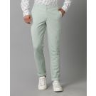 Mens Linen Green Solid Contemporary Fit Casual Trousers