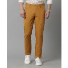 Mens Linen Yellow Solid Contemporary Fit Casual Trousers