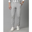 Mens Linen Grey Solid Contemporary Fit Casual Trousers