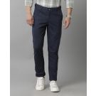 Mens Linen Blue Solid Contemporary Fit Casual Trousers