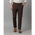 Mens Linen Brown Solid Contemporary Fit Casual Trousers