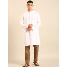 Linen Club Men's Pure Linen White Solid Regular Fit Full Sleeve Casual Kurta 