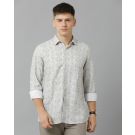 Men's Linen Rich Grey Printed Contemporary Fit Full Sleeve Sleeve Casual Shirt