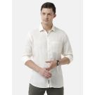 Men's Pure Linen White Solid Contemporary Fit Full Sleeve Sleeve Casual Shirt