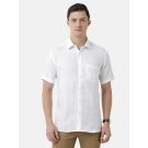 Men's Pure Linen White Solid Contemporary Fit Half Sleeve Sleeve Casual Shirt