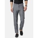 Mens Linen Black Solid Contemporary Fit Casual Trousers