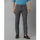 Mens Linen Black Solid Contemporary Fit Casual Trousers