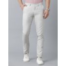 Mens Linen Grey Solid Contemporary Fit Casual Trousers