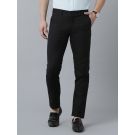 Mens Linen Black Solid Contemporary Fit Casual Trousers