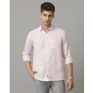 Men's Pure Linen Pink Solid Contemporary Fit Full Sleeve Casual Shirt