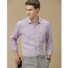 Men's Pure Linen Purple Solid Contemporary Fit Full Sleeve Casual Shirt