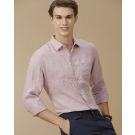 Men's Pure Linen Purple Solid Contemporary Fit Full Sleeve Casual Shirt