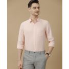 Men's Pure Linen Orange Solid Contemporary Fit Full Sleeve Casual Shirt