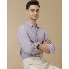 Men's Pure Linen Purple Solid Contemporary Fit Full Sleeve Casual Shirt