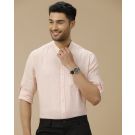 Men's Pure Linen Orange Solid Contemporary Fit Full Sleeve Casual Shirt