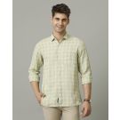Men's Pure Linen Green Checked Contemporary Fit Full Sleeve Sleeve Casual Shirt