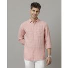 Men's Pure Linen Pink Checked Contemporary Fit Full Sleeve Sleeve Casual Shirt
