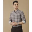 Men's Linen Rich Blue Checked Contemporary Fit Full Sleeve Casual Shirt