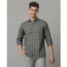Men's Pure Linen Green Checked Contemporary Fit Full Sleeve Sleeve Casual Shirt