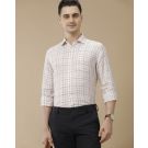 Men's Pure Linen Orange Checked Contemporary Fit Full Sleeve Casual Shirt