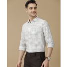 Men's Pure Linen Grey Checked Contemporary Fit Full Sleeve Casual Shirt